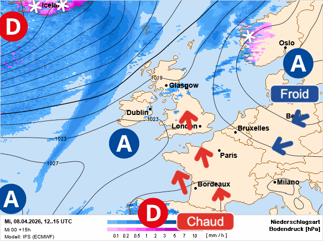 Carte de prévisions d'europe du Mercredi 8 avril 2026