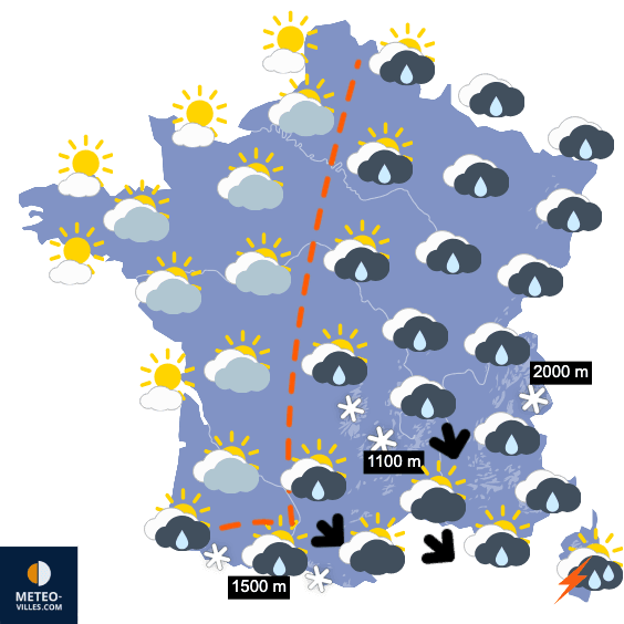 Carte de prévisions du temps du Lundi 13 avril 2026