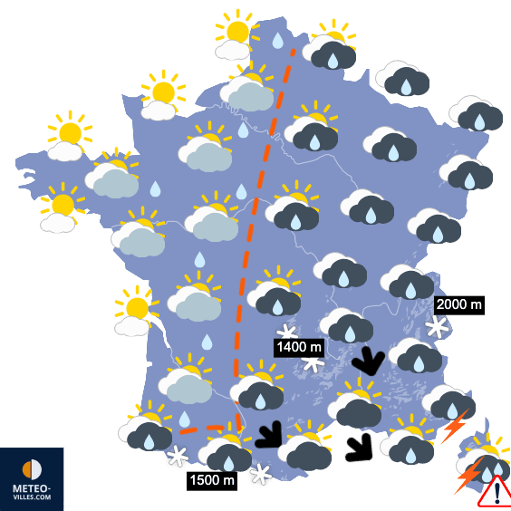 Carte de prévisions du temps du Lundi 13 avril 2026