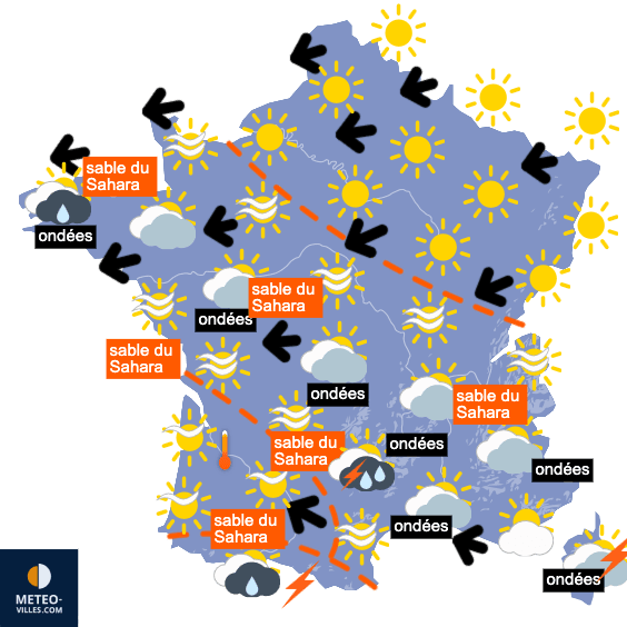 Carte de prévisions du temps du Mercredi 22 avril 2026