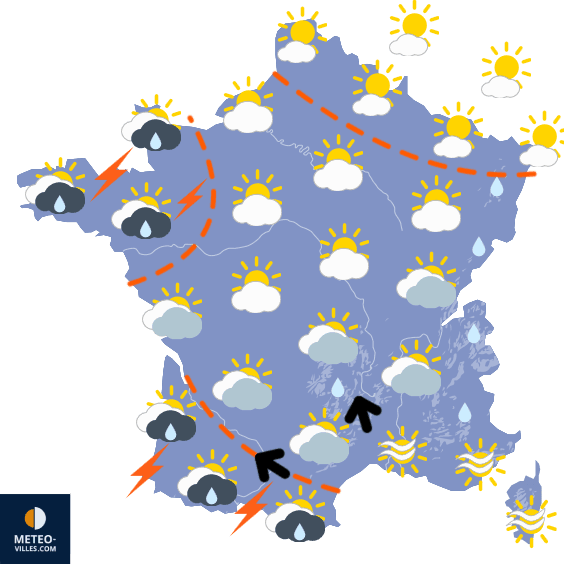 Carte de prévisions du temps du Samedi 9 mai 2026