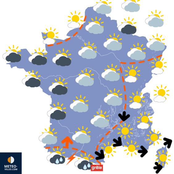 Carte de prévisions du temps du Mardi 12 mai 2026