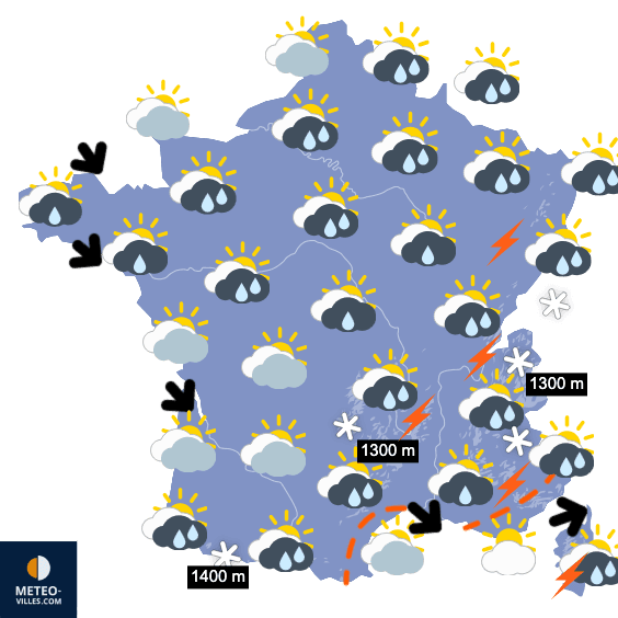 Carte de prévisions du temps du Vendredi 15 mai 2026