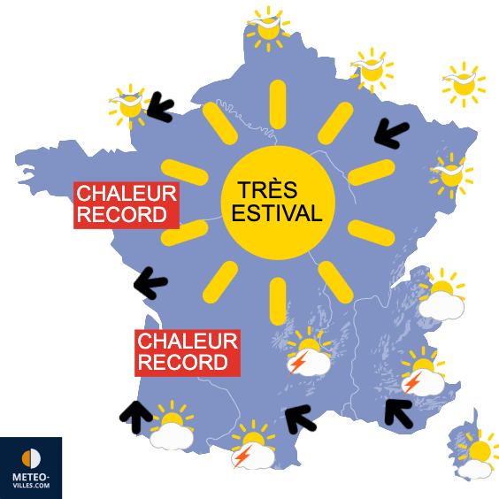 Carte de prévisions du temps du Lundi 25 mai 2026