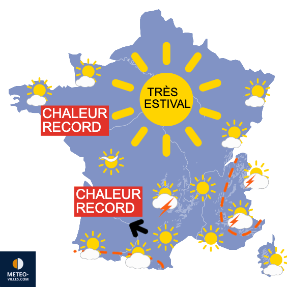 Carte de prévisions du temps du Mardi 26 mai 2026