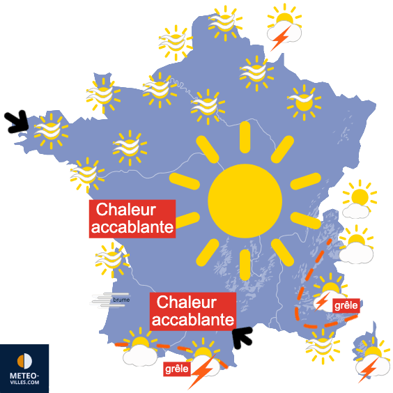 Carte de prévisions du temps du Vendredi 29 mai 2026