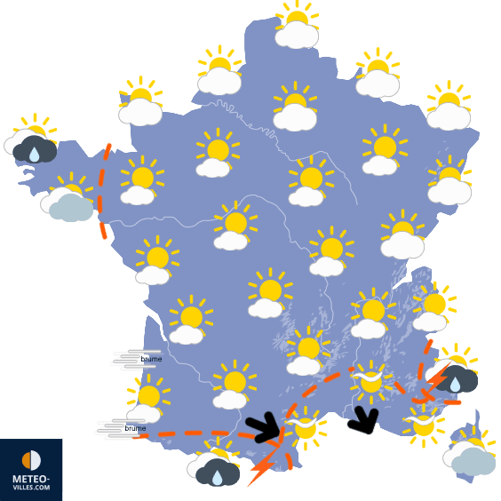 Carte de prévisions du temps du Lundi 1 juin 2026