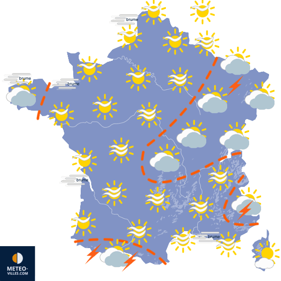 Carte de prévisions du temps du Mardi 16 juin 2026