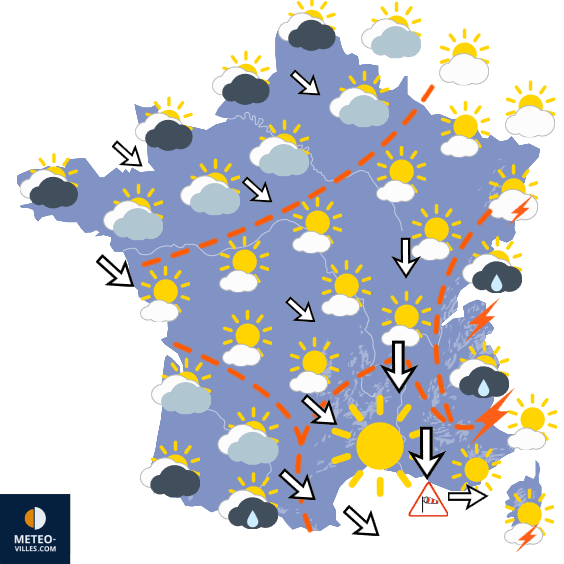 Carte de prévisions du temps du Mercredi 1 juillet 2026