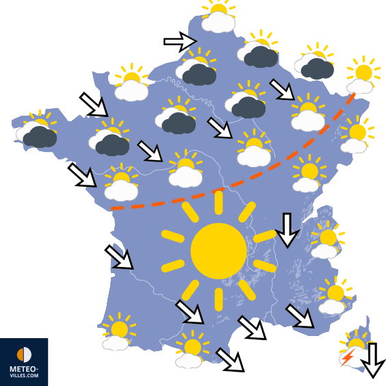 Carte de prévisions du temps du Jeudi 2 juillet 2026