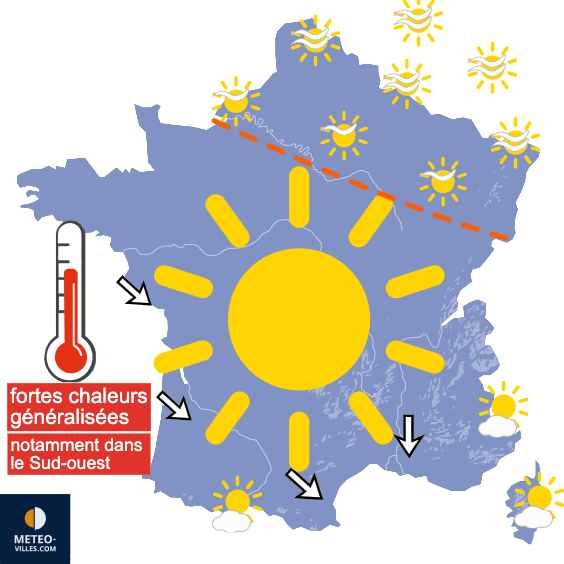 Carte de prévisions du temps du Dimanche 5 juillet 2026