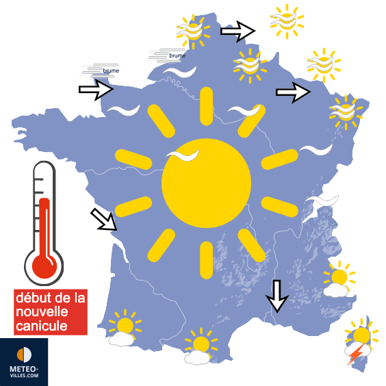 Carte de prévisions du temps du Lundi 6 juillet 2026