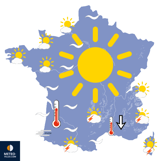 Carte de prévisions du temps du Jeudi 9 juillet 2026