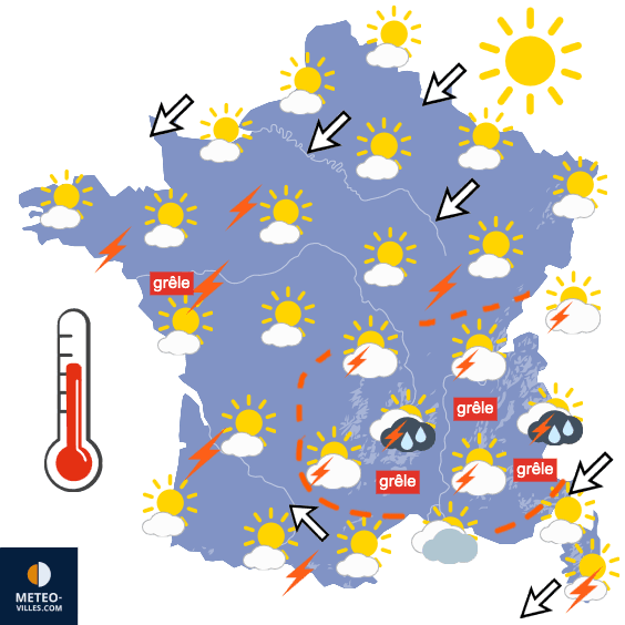 Carte de prévisions du temps du Samedi 11 juillet 2026
