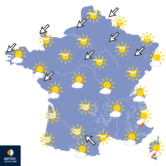 Carte de prévisions du temps du Dimanche 12 juillet 2026