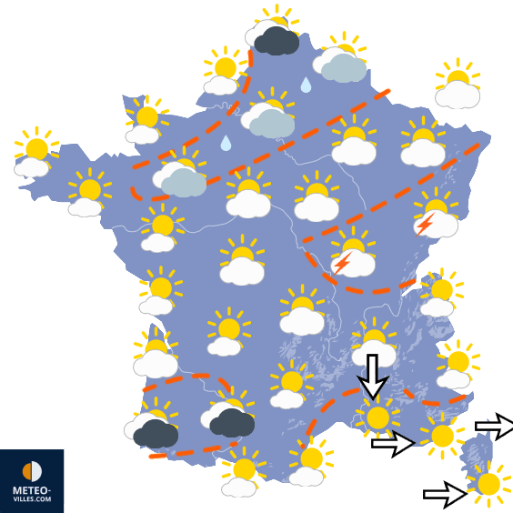 Carte de prévisions du temps du Samedi 18 juillet 2026