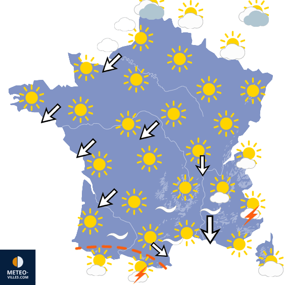 Carte de prévisions du temps du Mardi 21 juillet 2026