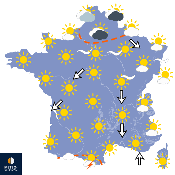 Carte de prévisions du temps du Mercredi 22 juillet 2026