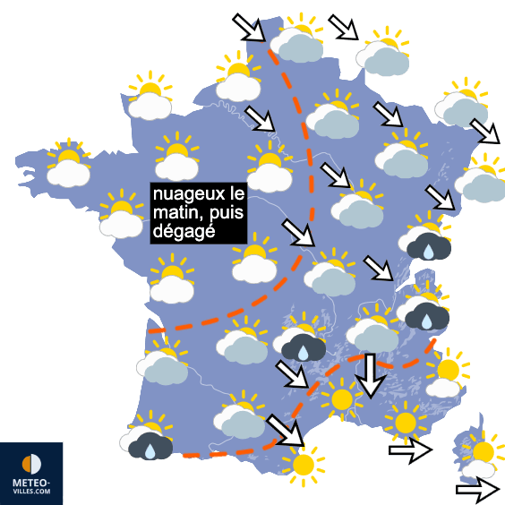 Carte de prévisions du temps du Lundi 27 juillet 2026