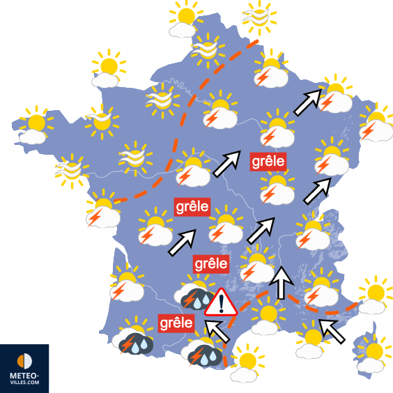 Carte de prévisions du temps du Lundi 3 août 2026