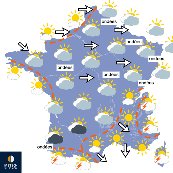 Carte de prévisions du temps du Mercredi 5 août 2026
