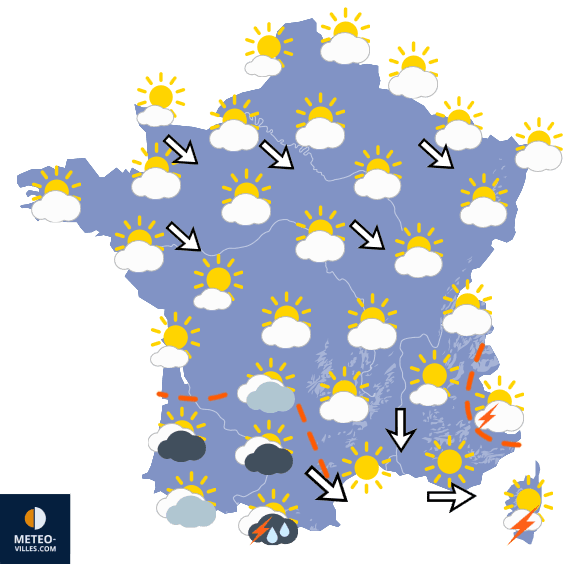 Carte de prévisions du temps du Jeudi 6 août 2026