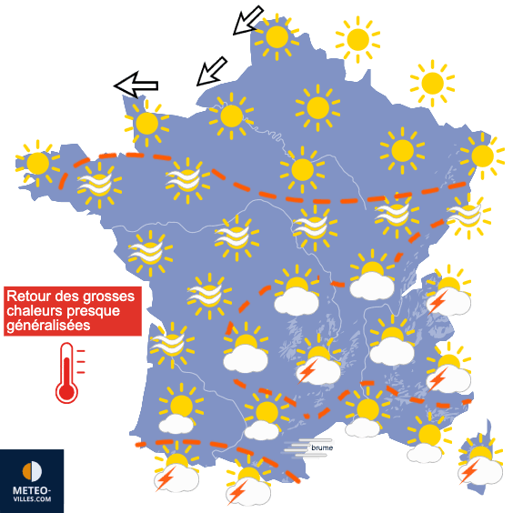 Carte de prévisions du temps du Mardi 11 août 2026