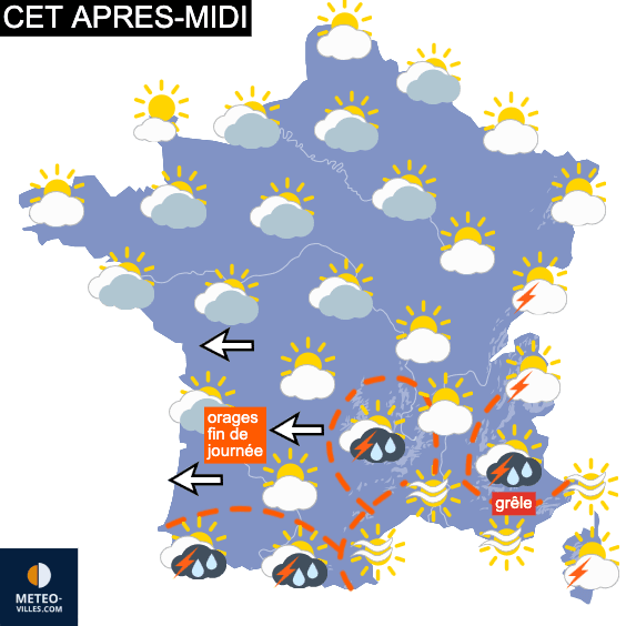 Carte de prévisions du temps du Samedi 15 août 2026