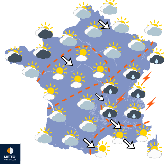 Carte de prévisions du temps du Lundi 17 août 2026