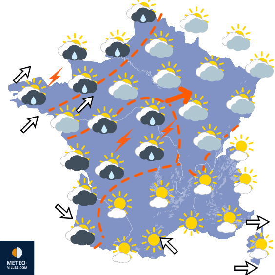 Carte de prévisions du temps du Dimanche 30 août 2026
