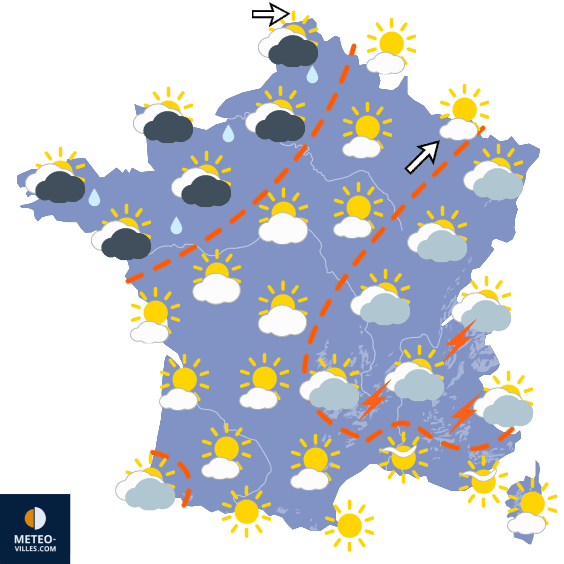 Carte de prévisions du temps du Lundi 7 septembre 2026