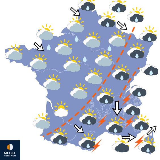 Carte de prévisions du temps du Mercredi 9 septembre 2026