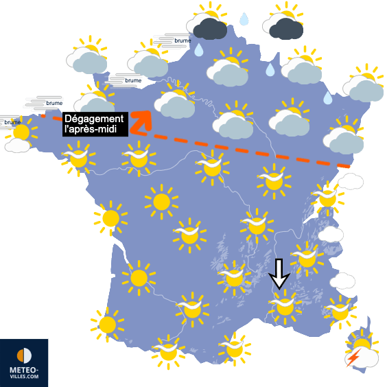 Carte de prévisions du temps du Lundi 14 septembre 2026