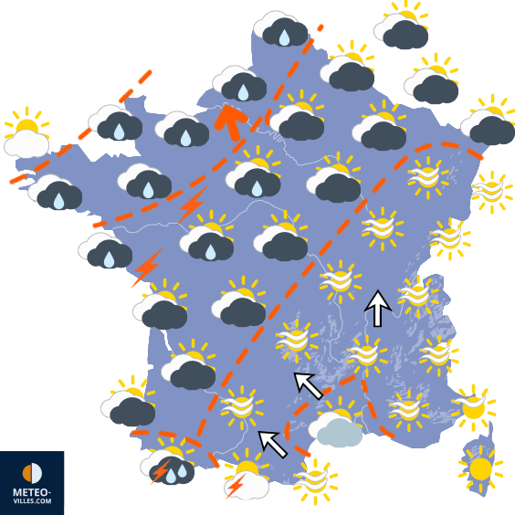 Carte de prévisions du temps du Lundi 28 septembre 2026