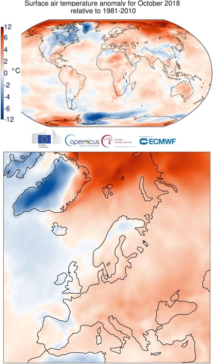 Image d'illustration pour Octobre 2018 plus chaud que la normale dans le Monde