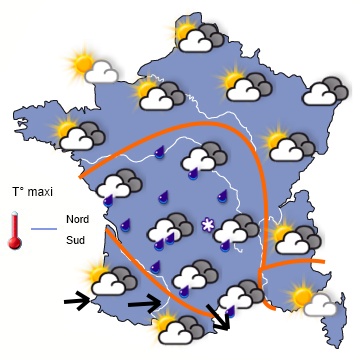 Carte météo de France du 21/12/2012 à 1812