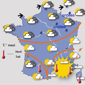 Carte météo de France du 05/07/2016 à 1812