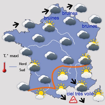 Carte météo de France du 25/12/2016 à 1812