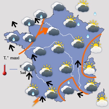 Carte météo de France du 09/03/2018 à 1812