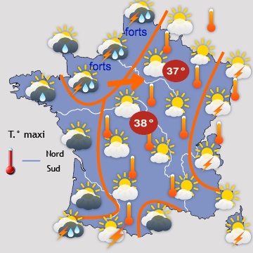 Carte météo de France du 07/08/2018 à 1812