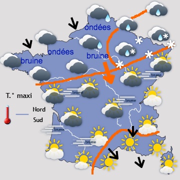 Carte météo de France du 11/01/2019 à 1812