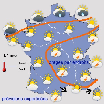 Carte météo de France du 07/07/2019 à 1812