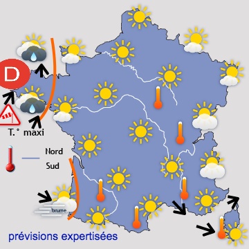 Carte météo de France du 29/07/2019 à 1812