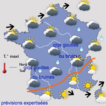 Carte météo de France du 07/12/2019 à 1812