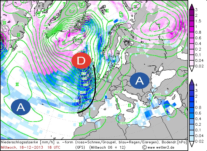 Carte météo Europe du 18/12/2013 à 1812