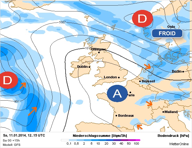 Carte météo Europe du 11/01/2014 à 1812