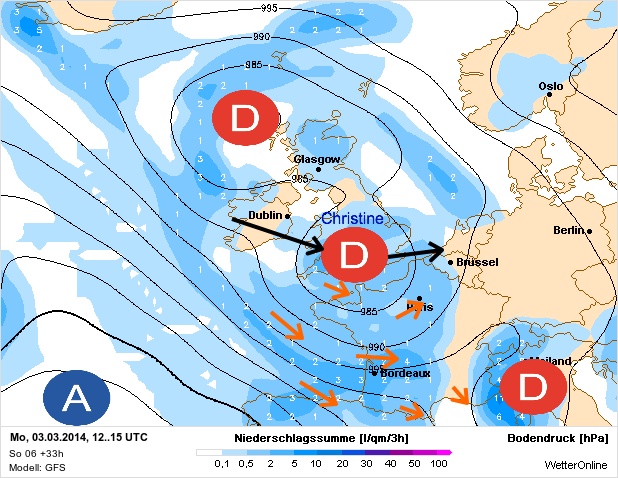 Carte météo Europe du 03/03/2014 à 1812