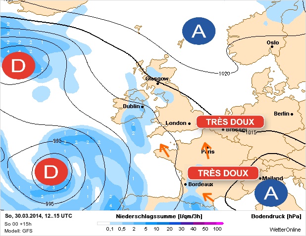 Carte météo Europe du 30/03/2014 à 1812