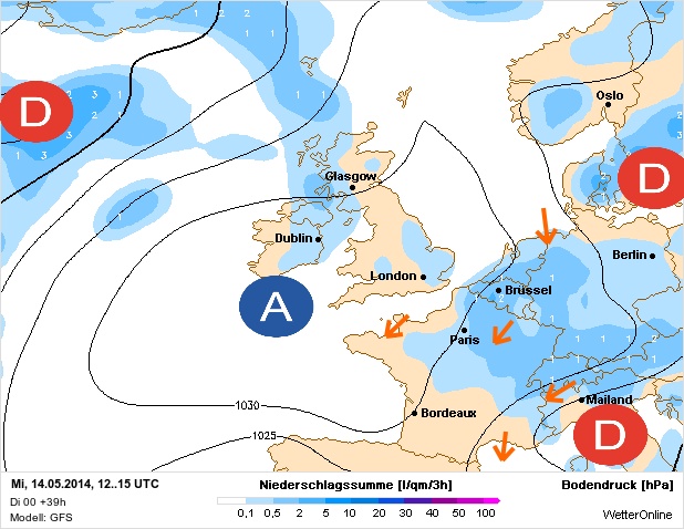 Carte météo Europe du 14/05/2014 à 1812