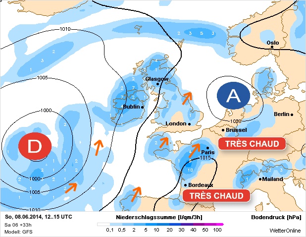 Carte météo Europe du 08/06/2014 à 1812